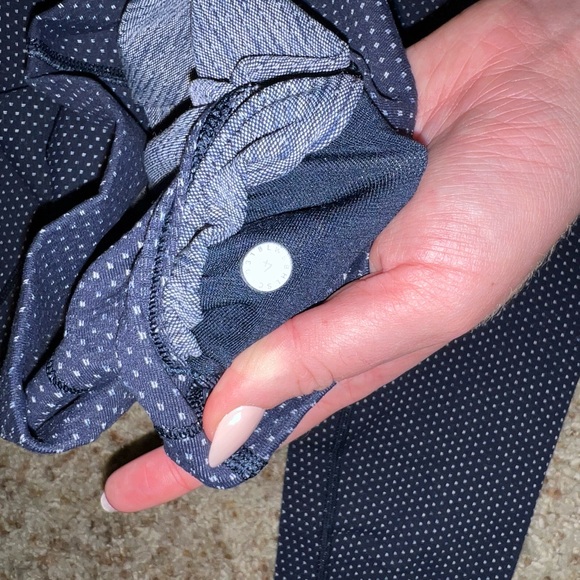 Lululemon Navy Blue White Polka Dot Wunder Under Pants Leggings 4 - Picture 5 of 5
